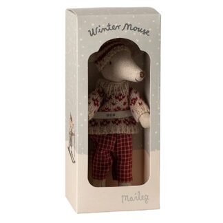 Maileg Winter Mouse with Ski Mama