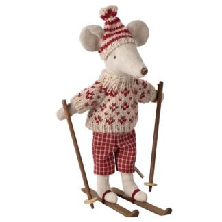 Maileg Winter Mouse with Ski Mama