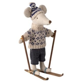 Maileg Winter Mouse with Ski Dad