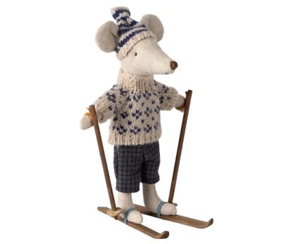 Maileg Winter Mouse with Ski Dad