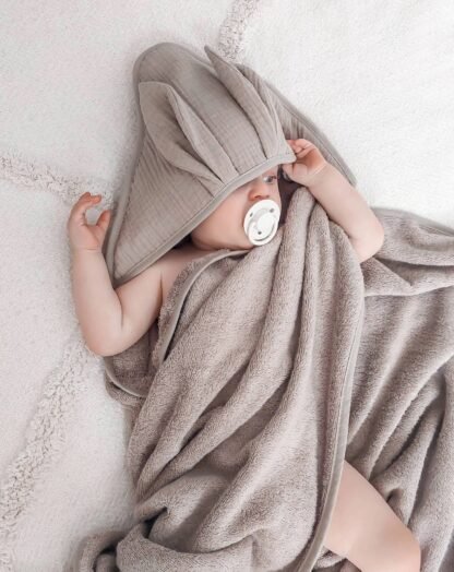 Kapuzenhandtuch Baby|Bambus|Rabbit Ears |Mokka – Bild 3