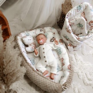 Baby Nest |Premium Cotton Minky|Set of 3|Baby Safari