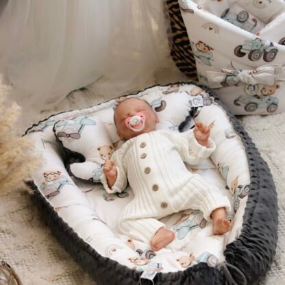 Nido per bambini |Cotone Minky|Set da 3|Trattori e orsetti