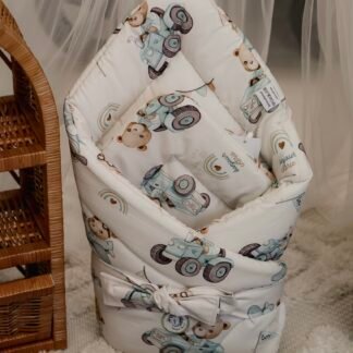 Babynest |Premium Baumwolle Minky|3er Set|Tractors & Bears
