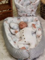 Babynest |Premium Baumwolle Minky|3er Set|Puppies & Hot Air Balloons – Bild 5