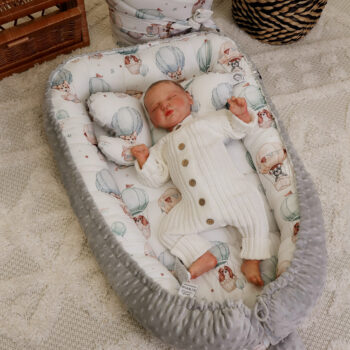 Babynest |Premium Baumwolle Minky|3er Set|Puppies & Hot Air Balloons Hauptbild
