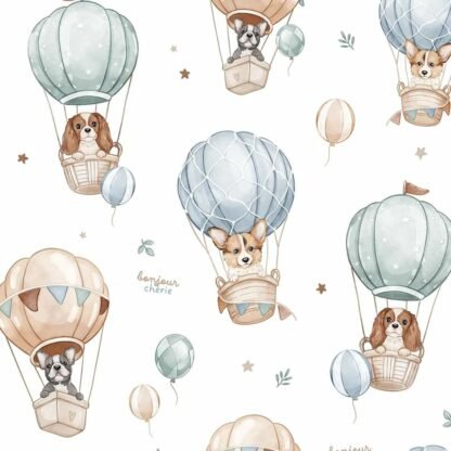 Set Kuscheldecke Kissen |Premium Baumwolle-Minky|TOG 2.5|Puppies & Hot Air Balloons – Image 5