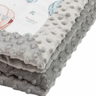 Beliebte Minky-Babydecke mit Füllung |Puppies & Hot Air Balloons