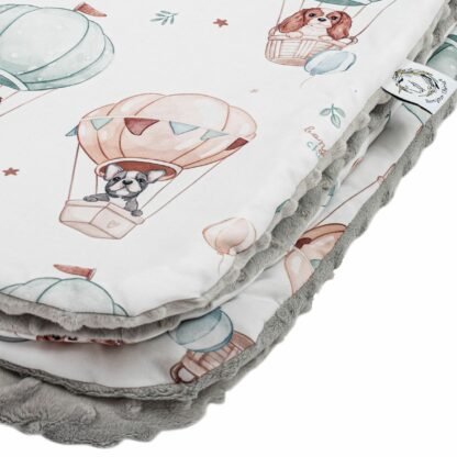 Set Kuscheldecke Kissen |Premium Baumwolle-Minky|TOG 2.5|Puppies & Hot Air Balloons – Image 4