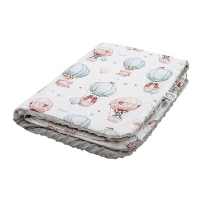 Set Kuscheldecke Kissen |Premium Baumwolle-Minky|TOG 2.5|Puppies & Hot Air Balloons – Image 3