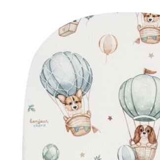 Premium Fixleintuch 75x30 cm – 100% weiche Baumwolle|Puppies & Hot Air Balloons