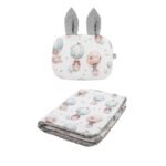 Set Kuscheldecke Kissen |Premium Baumwolle-Minky|TOG 2.5|Puppies & Hot Air Balloons