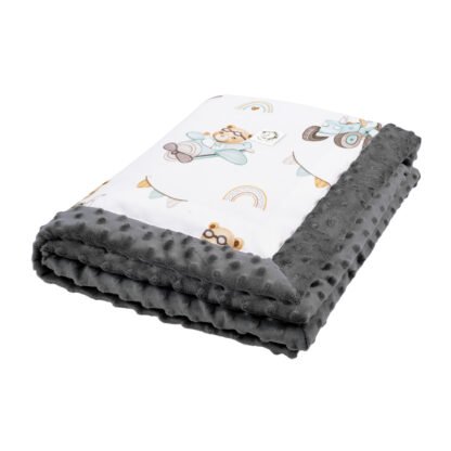 Couverture pour bébé Minky populaire avec rembourrage – Recto verso, confortable et polyvalente | Tracteurs et ours