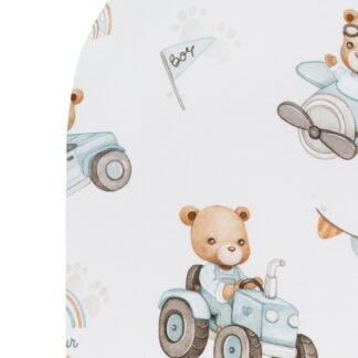 Premium Fixleintuch 140x70 cm – 100% weiche Baumwolle, atmungsaktiv und kuschelig|Tractors & Bears