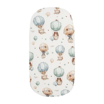 Premium Fixleintuch 140x70 cm – 100% weiche Baumwolle|Puppies & Hot Air Balloons