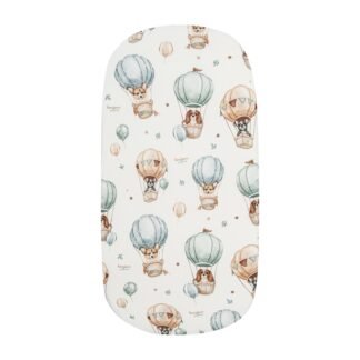 Premium Fixleintuch 75x30 cm – 100% weiche Baumwolle|Puppies & Hot Air Balloons