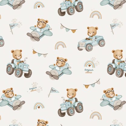 Couverture pour bébé Minky populaire avec rembourrage – Double face, confortable et polyvalente | Tracteurs et ours – Image 2