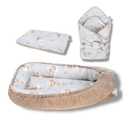 Nido per neonati | Minky di cotone premium | Set di 3 | Pecore
