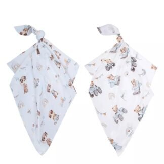 Couche en mousseline de bambou | Ensemble de 2 | Doux, respirant et durable | Rayan-Ours