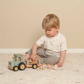 Little Dutch Traktor mit Anhänger Little Farm FSC