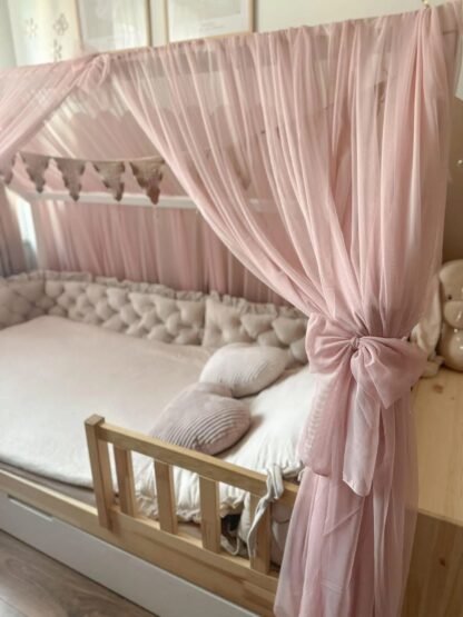 Ciel de lit en tulle pour lit cabane - vieux rose – Image 3