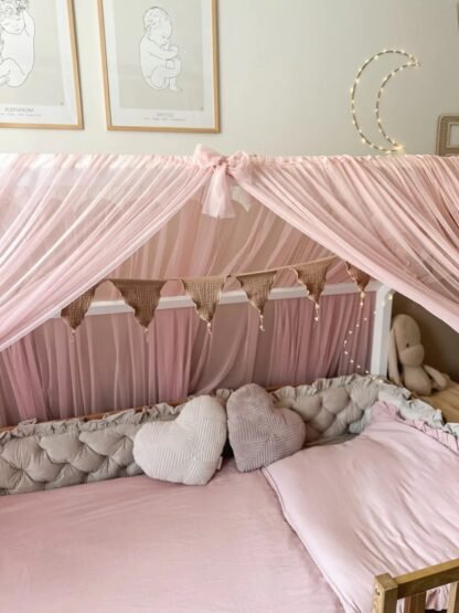 Ciel de lit en tulle pour lit cabane - vieux rose – Image 2