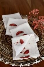 Set of 4 premium muslin gauze cloths, Happy Mushrooms design - Image 3