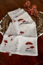 Set of 4 premium muslin gauze cloths, Happy Mushrooms design - Image 4