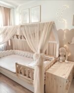 Betthimmel-Baldachin Tüll für Hausbett-Beige