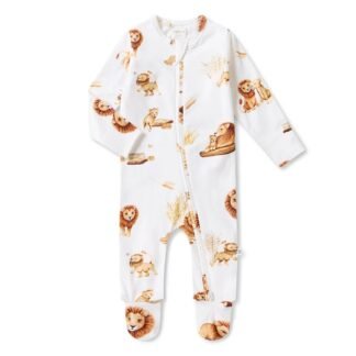 Combinaison de nuit Lion Organic Snuggle avec fermeture éclair et pieds