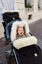 Wool hand muff for strollers – Black - Image 3