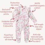 Grenouillère bio Cherry Blossom avec fermeture éclair et volants – Image 4