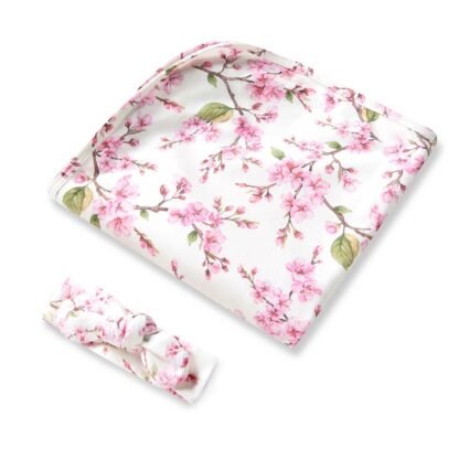Ensemble châle et chignon en jersey bio Cherry Blossom – Image 2