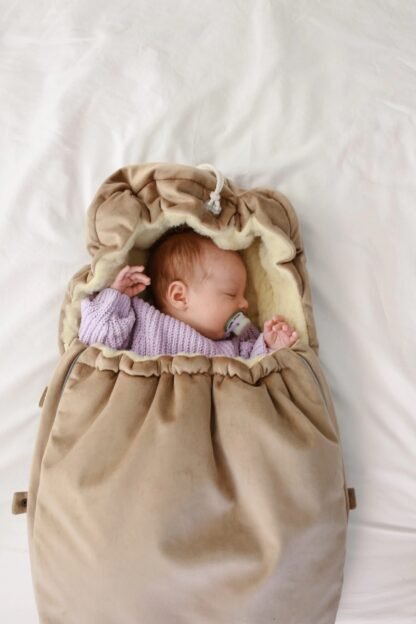 Chancelière en laine pour poussettes et porte-bébés – Beige – Image 6
