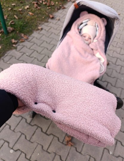 Handwärmer Kinderwagen aus Alpaka-Bouclé –Rosa – Bild 2