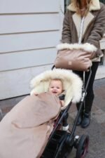Wool footmuff for strollers & baby carriers – Beige - Image 7