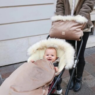 Manchon en laine pour poussette – beige