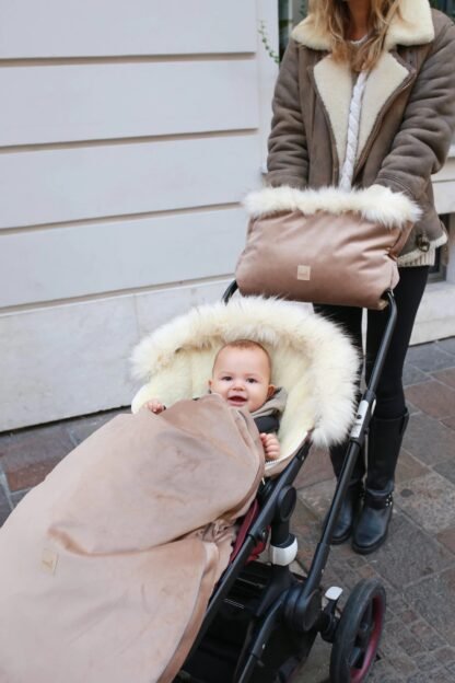 Woll-Handmuff für Kinderwagen – Beige - Image 2