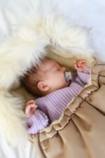 Wool footmuff for strollers & baby carriers – Beige - Image 2