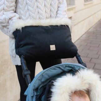 Manchon en laine pour poussette – Noir