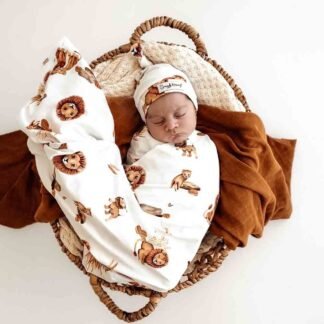 Ensemble écharpe et bonnet en jersey biologique Lion