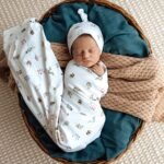 Ensemble écharpe et bonnet en jersey biologique Garden Friends