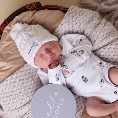 White Organic Knit Beanie - Image 3