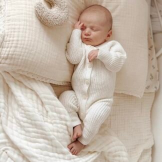 Barboteuse bébé classique | Perle | 0-3 mois