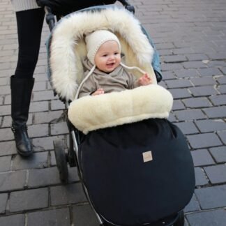 Woll-Fusssack für Kinderwagen & Babyschale –Black