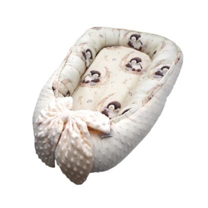 Babynest |Premium Ultra Soft Musselin Minky|Penguin Fly to the Moon - Image 3