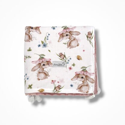 Couverture câline | Minky en coton de qualité supérieure | Lapin des prés