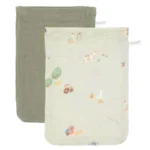 Washing gloves set muslin Little Farm / Olive