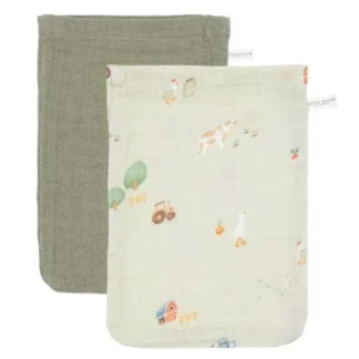 Waschhandschuhe Set muslin Little Farm / Olive