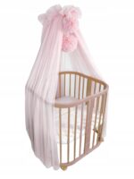 Betthimmel Tüll Hell Rosa mit 2 Pompons Zusatzbild-1